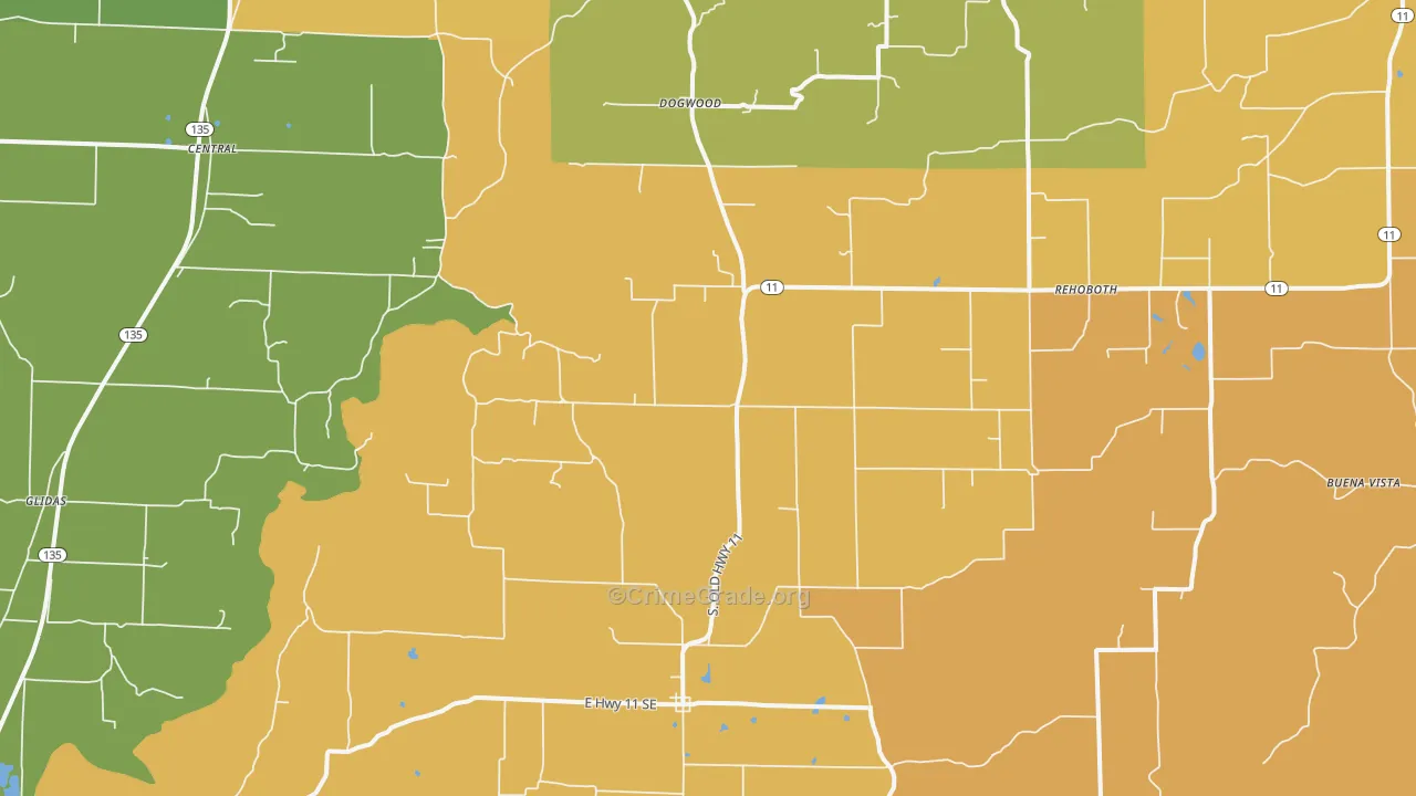 Laconia, IN Map of Burglary Rates