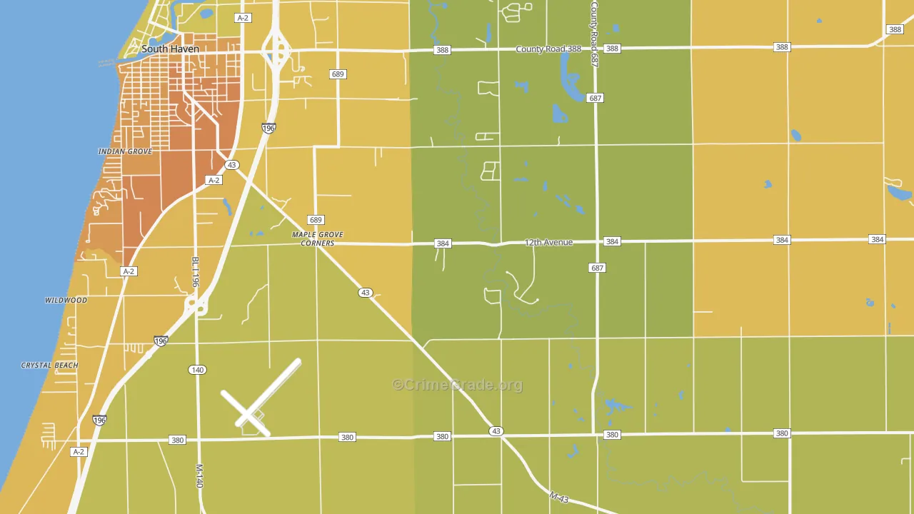 Lacota, MI Map of Burglary Rates