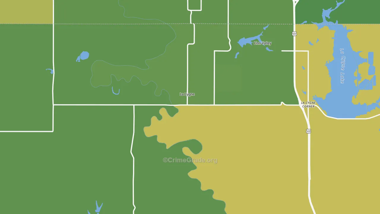 Lacygne, KS Map of Burglary Rates