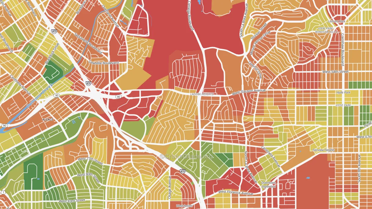 Ladera Heights, CA Map of Burglary Rates
