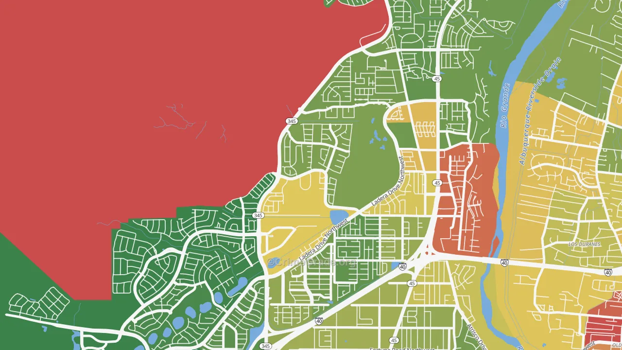 Ladera West, Albuquerque, NM Map of Burglary Rates