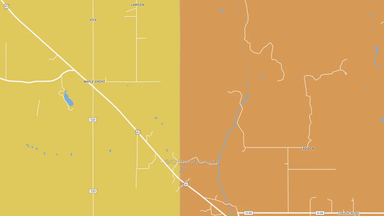 Ladoga, MI Map of Burglary Rates
