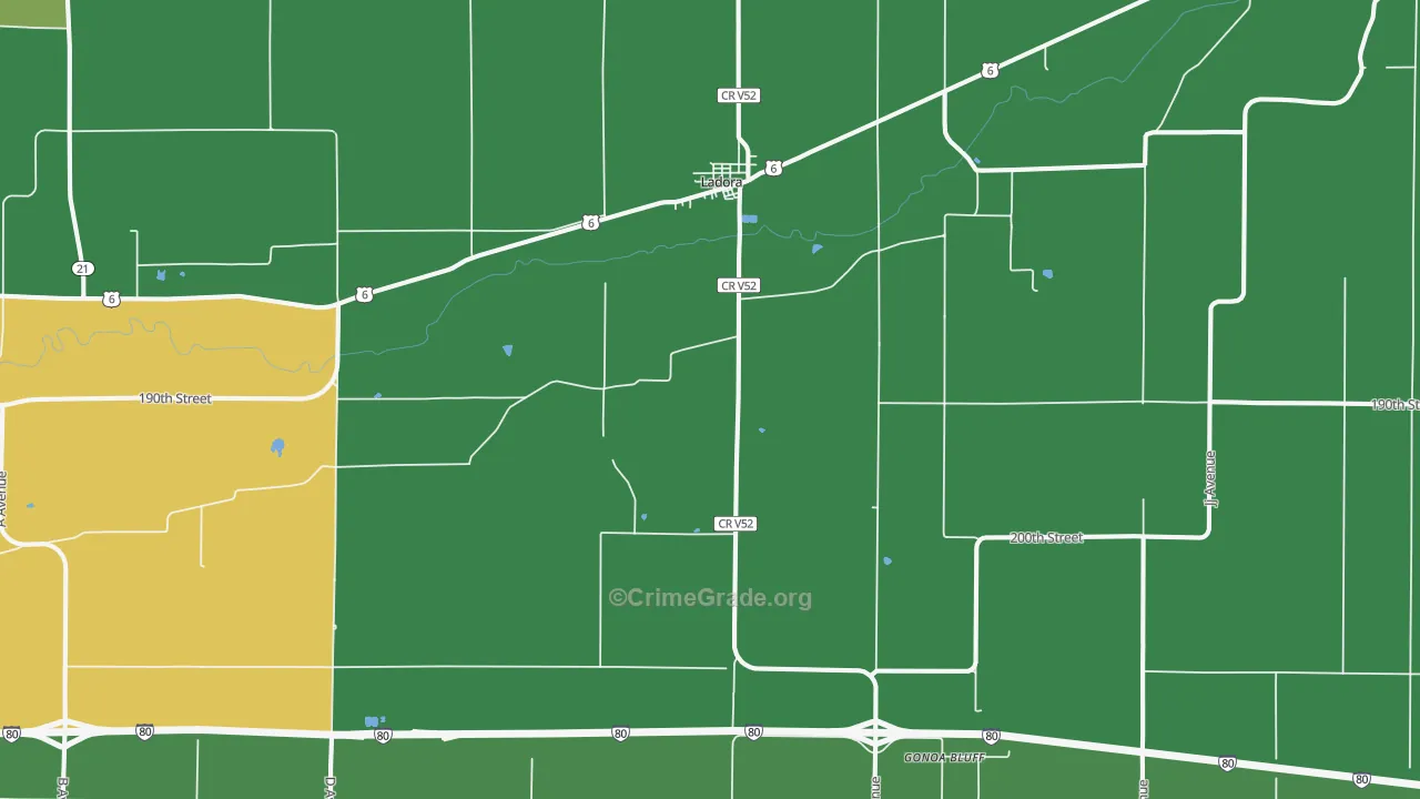 Ladora, IA Map of Burglary Rates