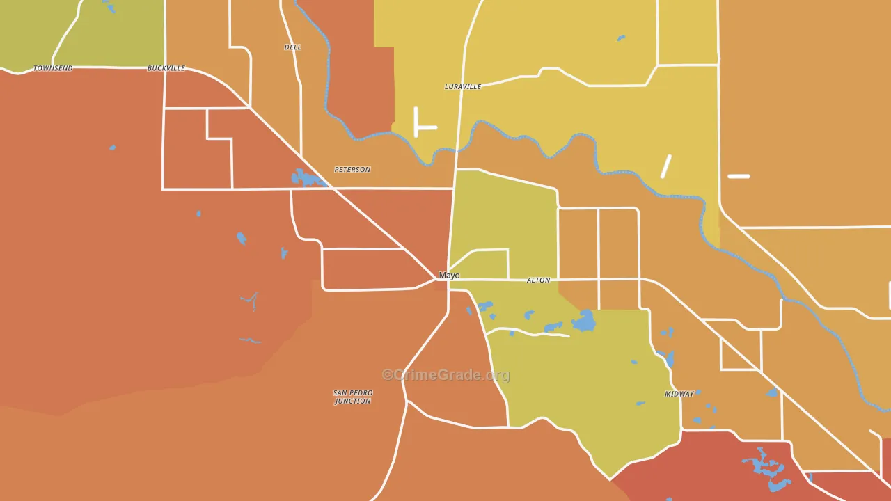 Lafayette County, FL Map of Burglary Rates
