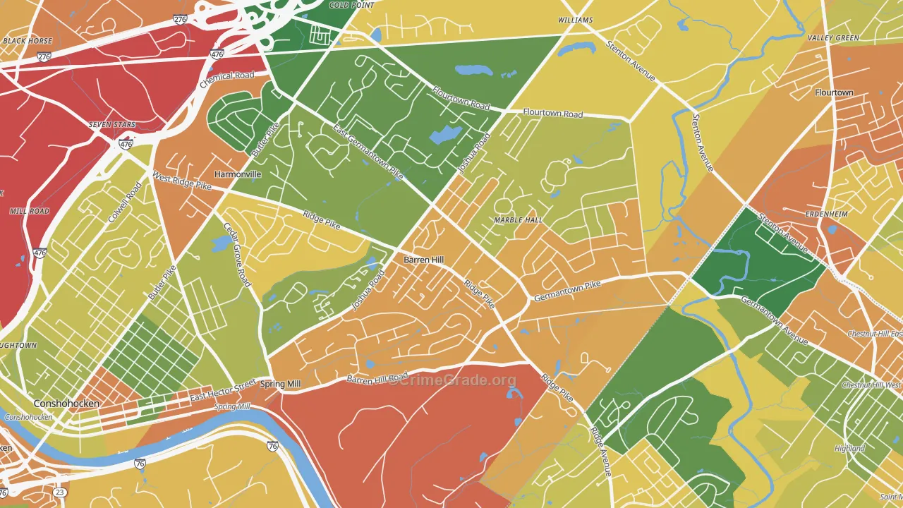 Lafayette Hill, PA Map of Burglary Rates