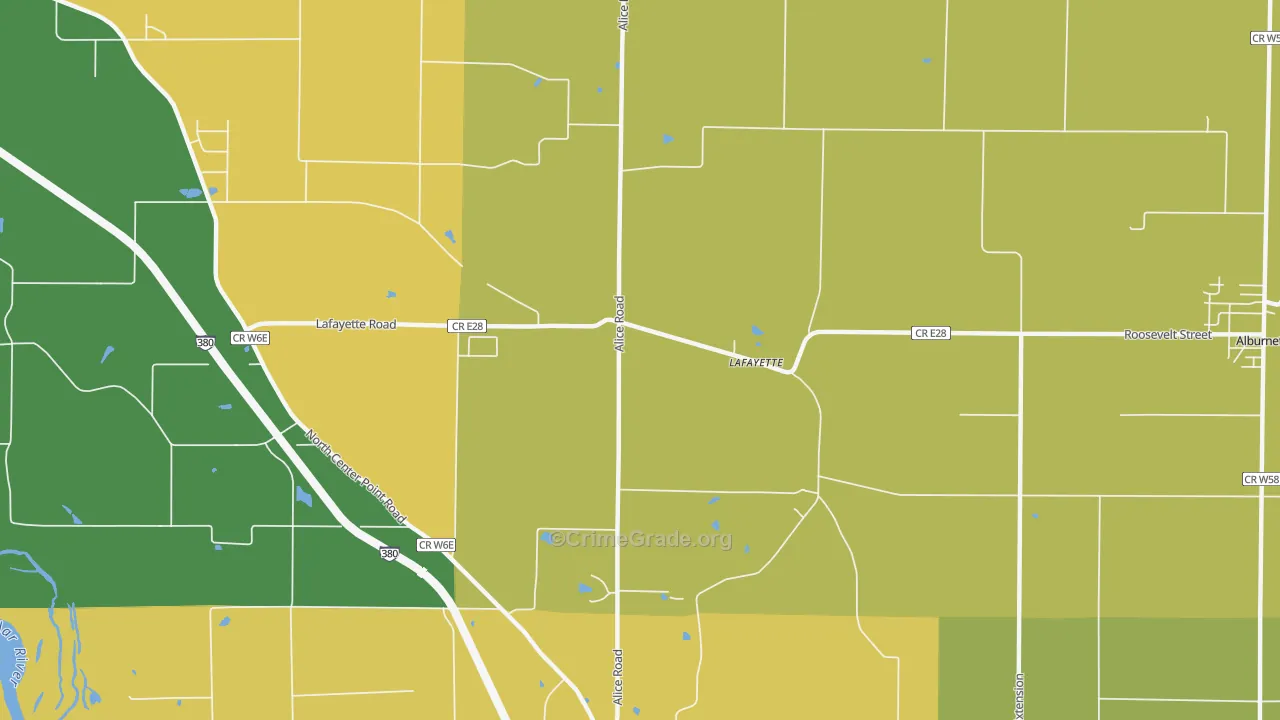 Lafayette, IA Map of Burglary Rates