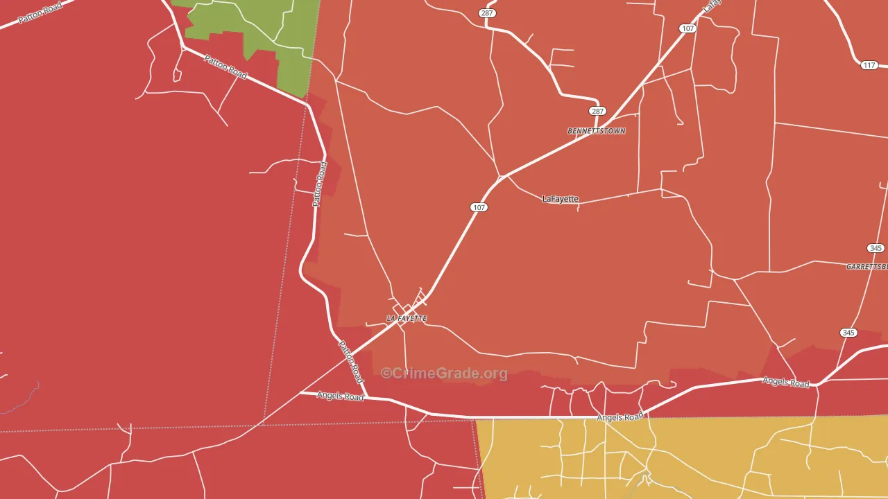 Lafayette, KY Map of Burglary Rates