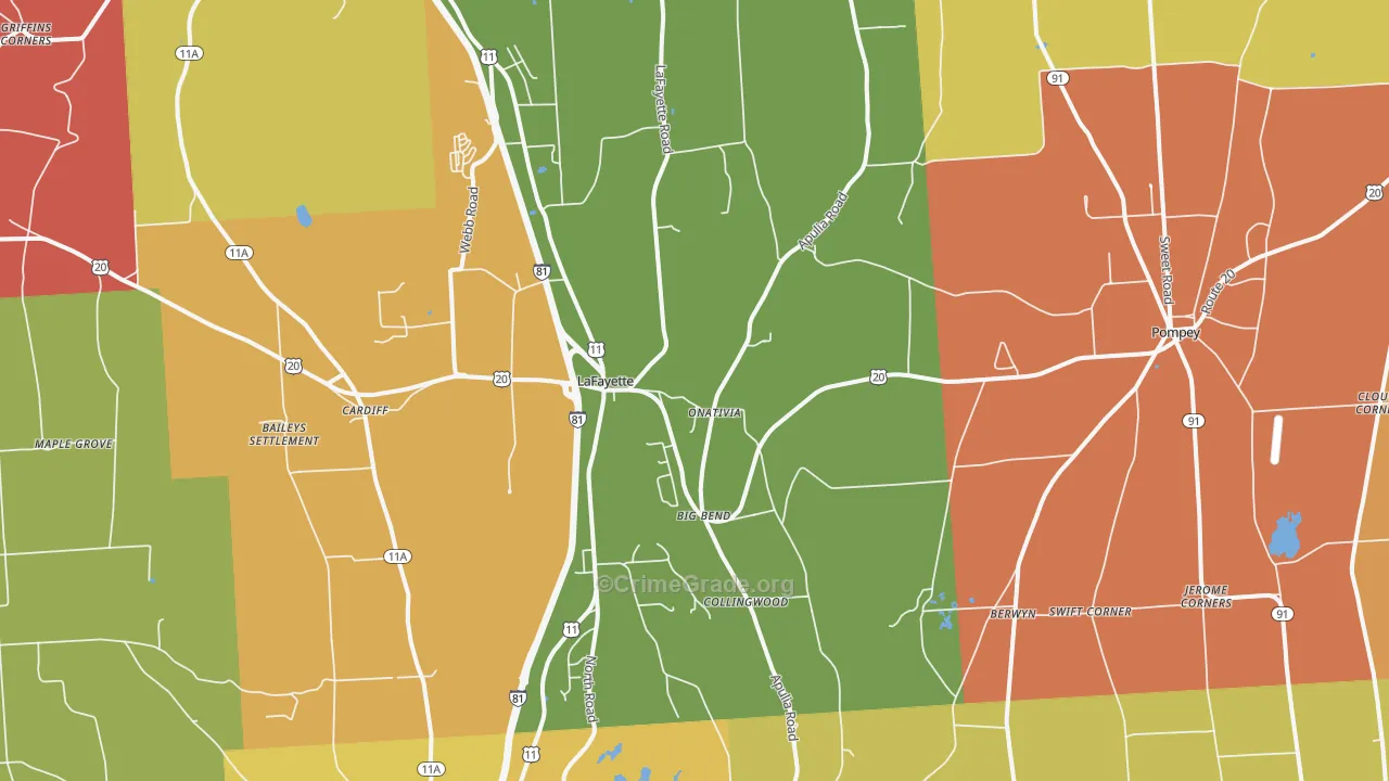 Lafayette, NY Map of Burglary Rates