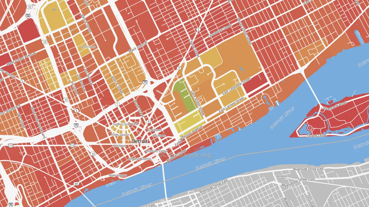 Lafayette Park, Detroit, MI Map of Burglary Rates