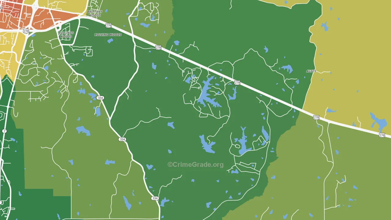 Lafayette Springs, MS Map of Burglary Rates