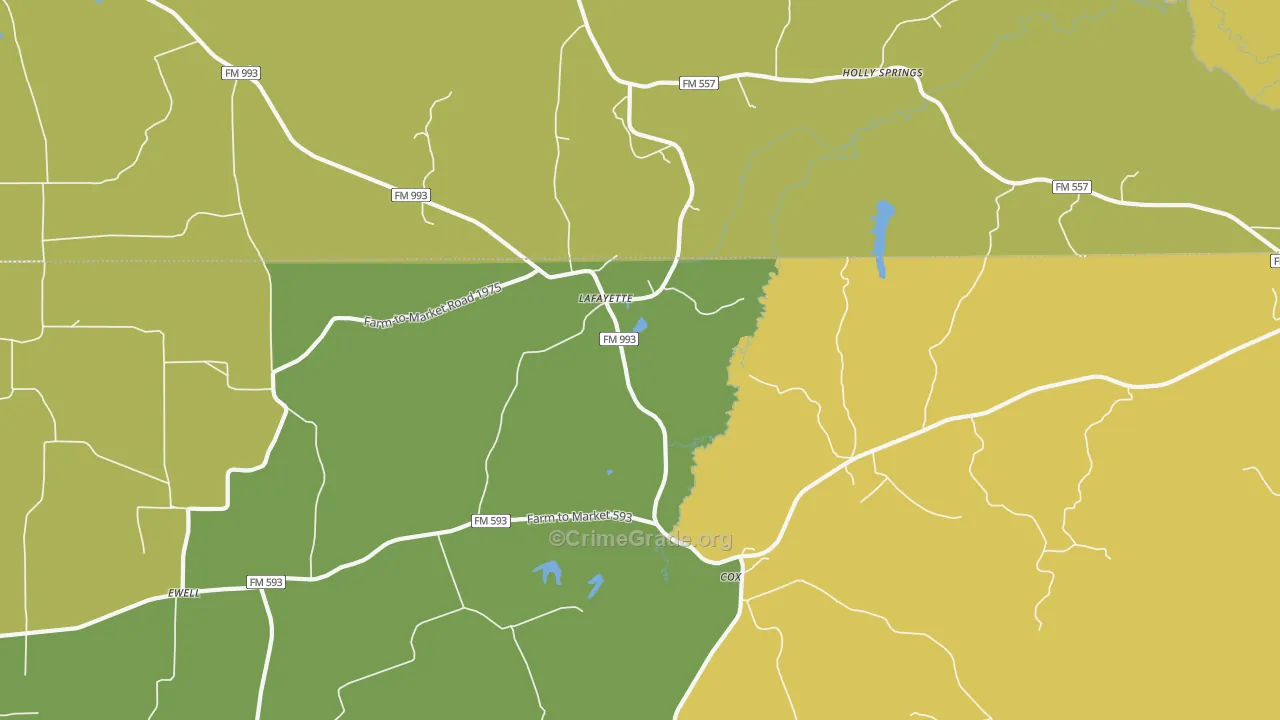 LaFayette, TX Map of Burglary Rates