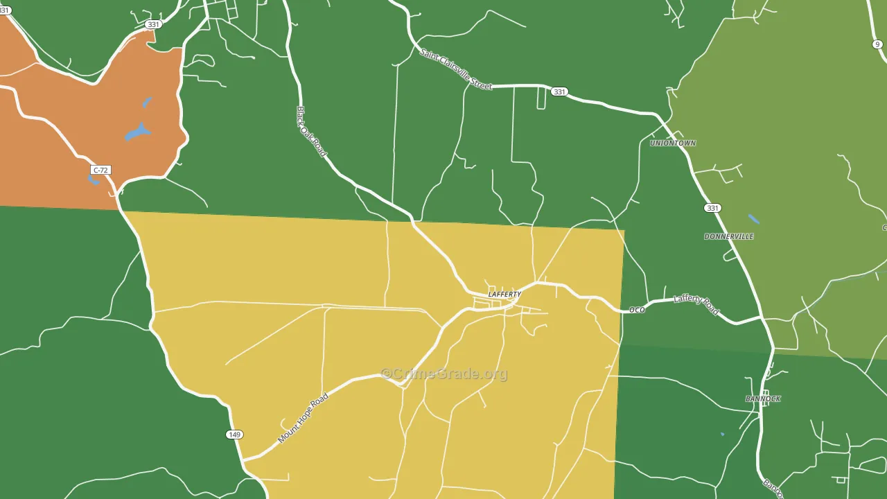Lafferty, OH Map of Burglary Rates