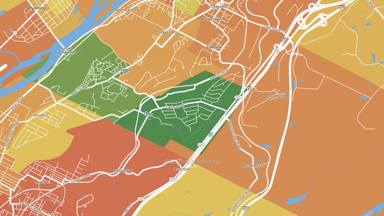 Laflin, PA Map of Burglary Rates