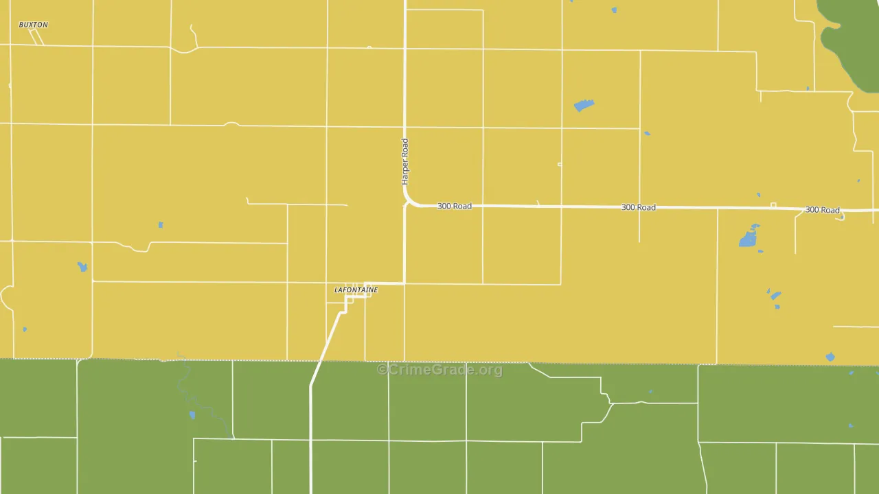 Lafontaine, KS Map of Burglary Rates