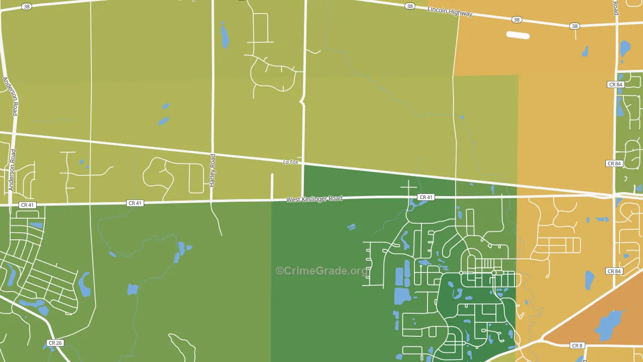 Lafox, IL Map of Burglary Rates