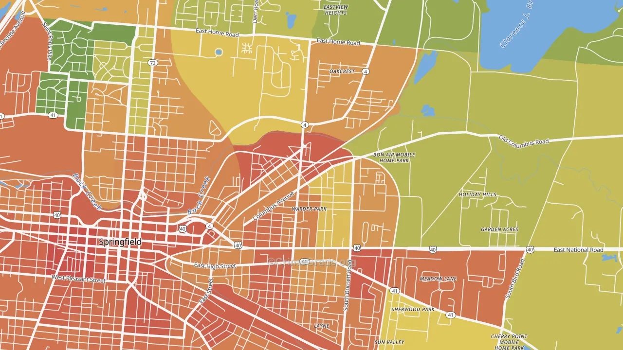 Lagonda, Springfield, OH Map of Burglary Rates