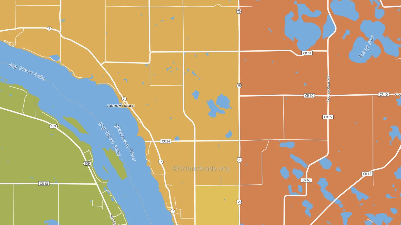 Lagoona Beach, MN Map of Burglary Rates