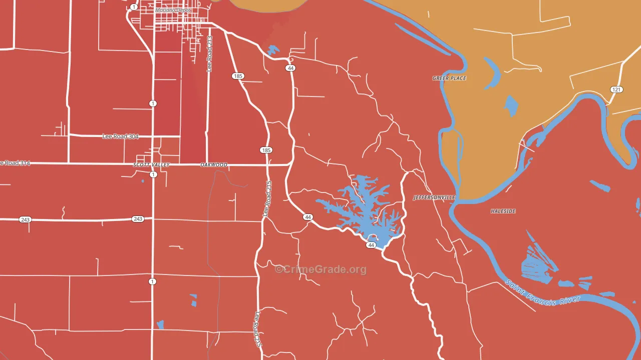 Lagrange, AR Map of Burglary Rates