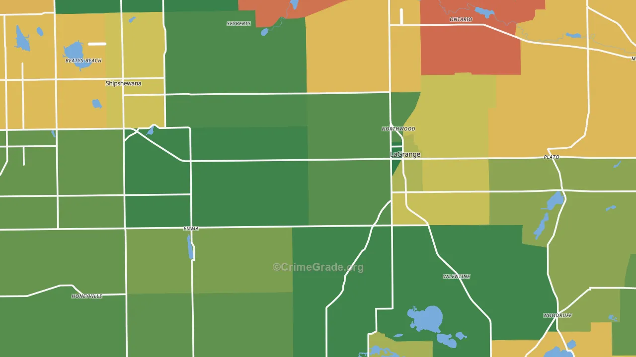 LaGrange County, IN Map of Burglary Rates