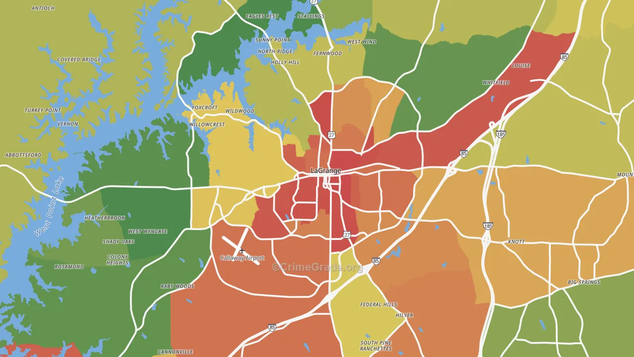 Lagrange, GA Map of Burglary Rates