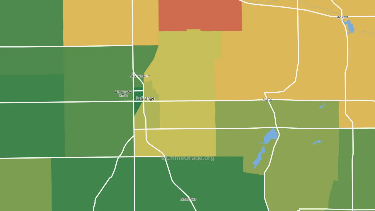 Lagrange, IN Map of Burglary Rates