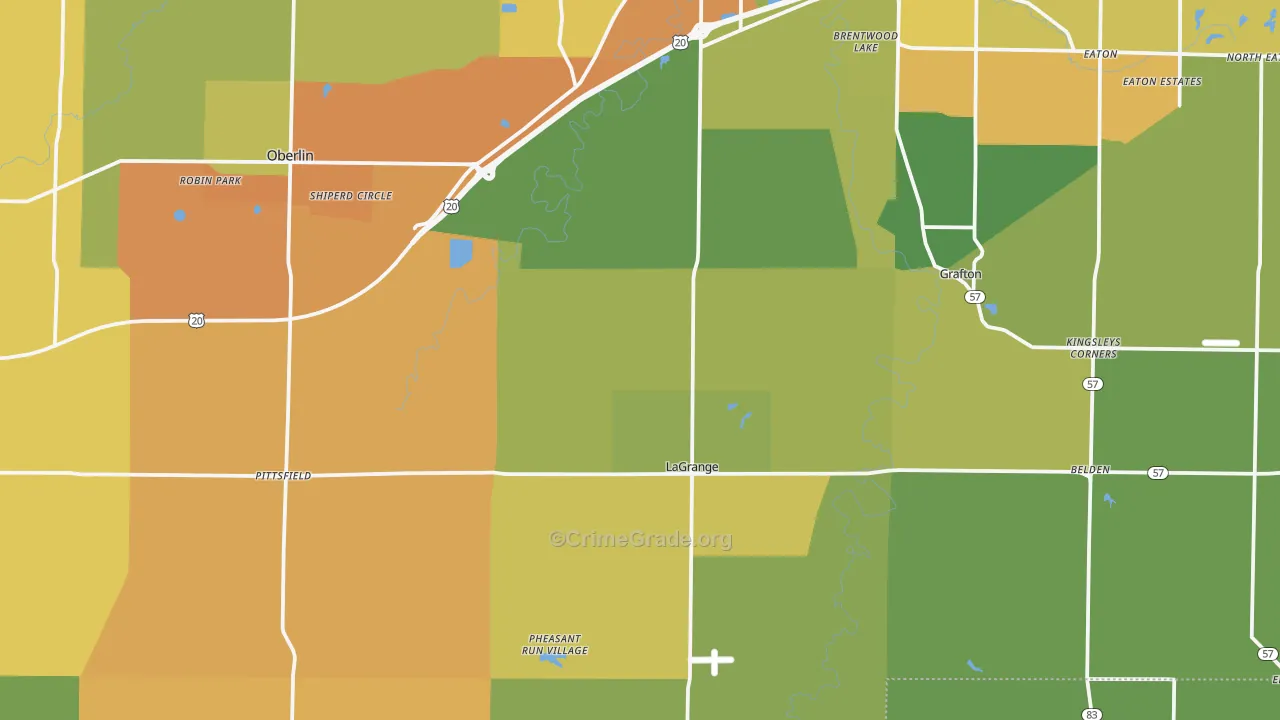 Lagrange, OH Map of Burglary Rates