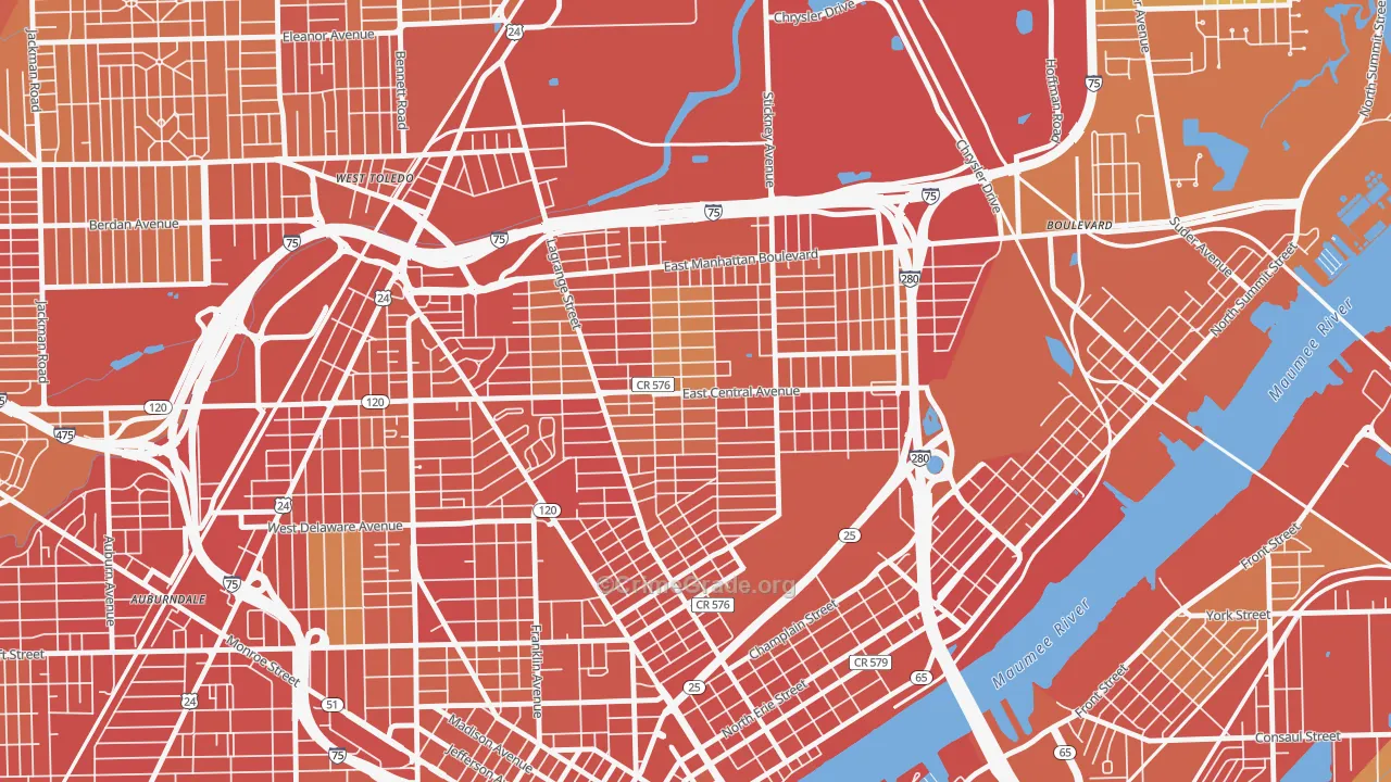 LaGrange, Toledo, OH Map of Burglary Rates
