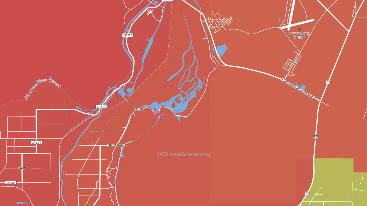 Laguna, AZ Map of Burglary Rates