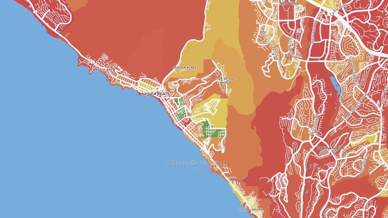 Laguna Beach, CA Map of Burglary Rates