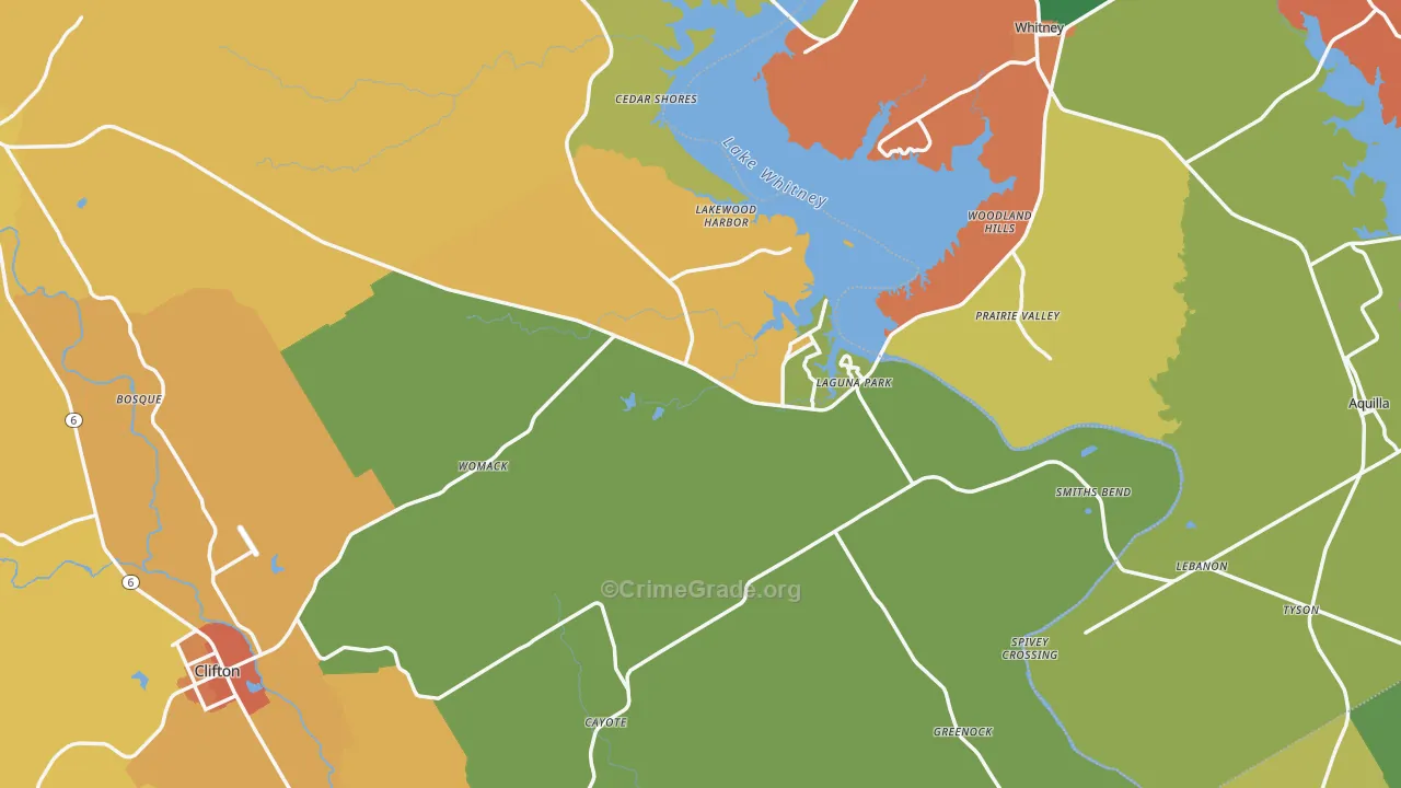 Laguna Park, TX Map of Burglary Rates
