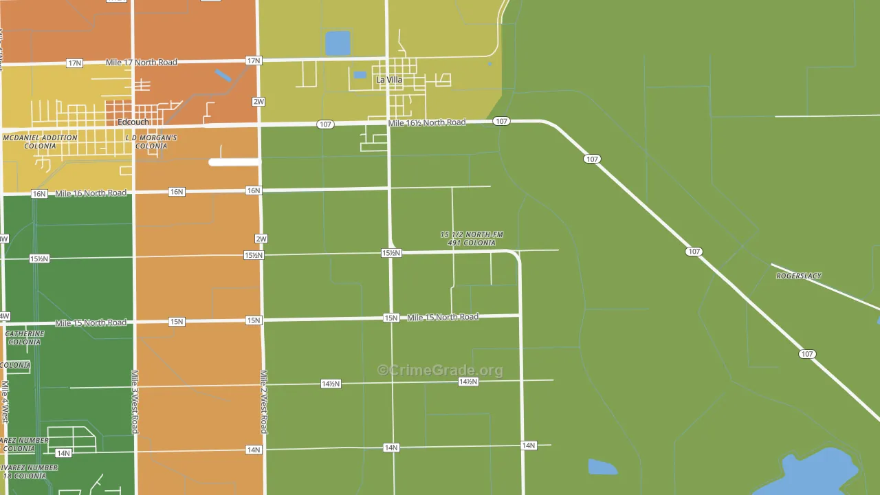 Laguna Seca, TX Map of Burglary Rates