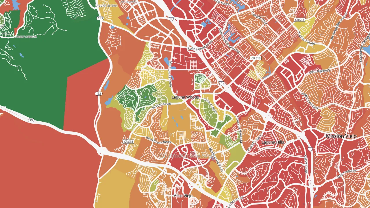 Laguna Woods, CA Map of Burglary Rates