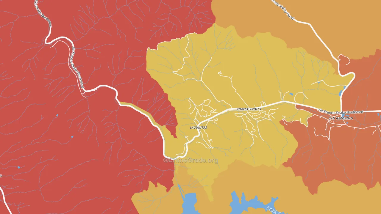 Lagunitas, CA Map of Burglary Rates