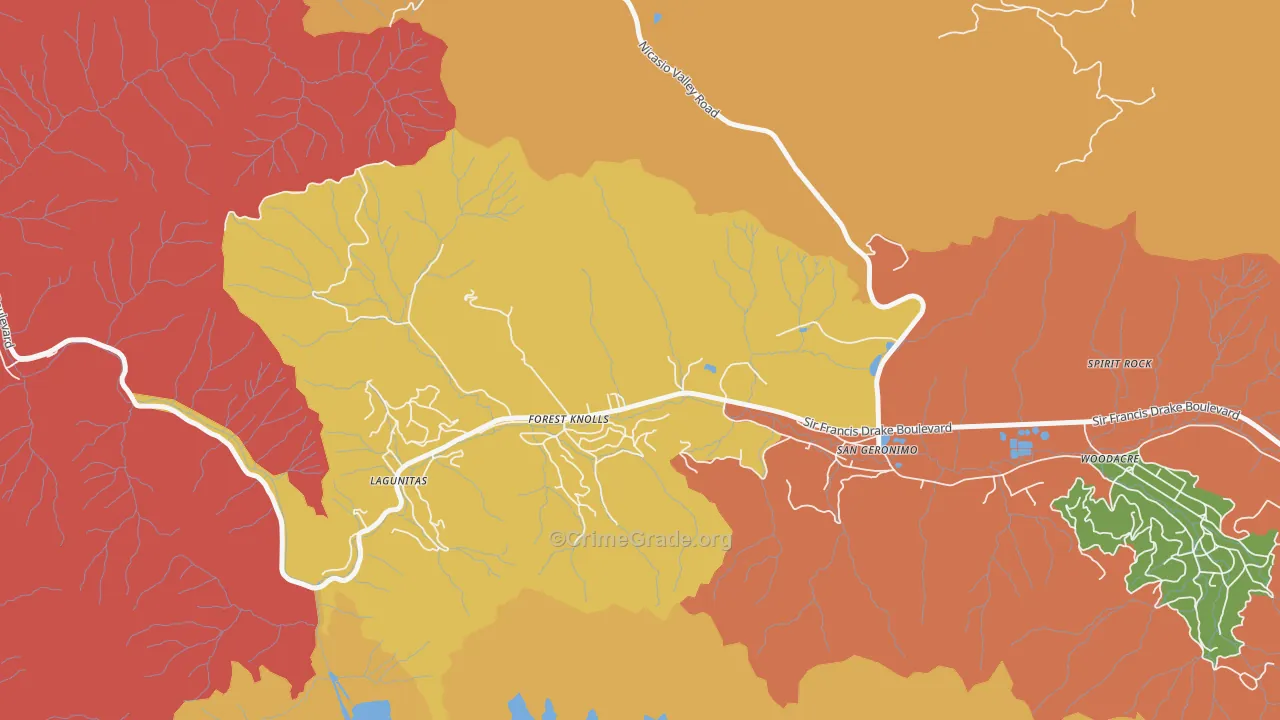 Lagunitas-Forest Knolls, CA Map of Burglary Rates