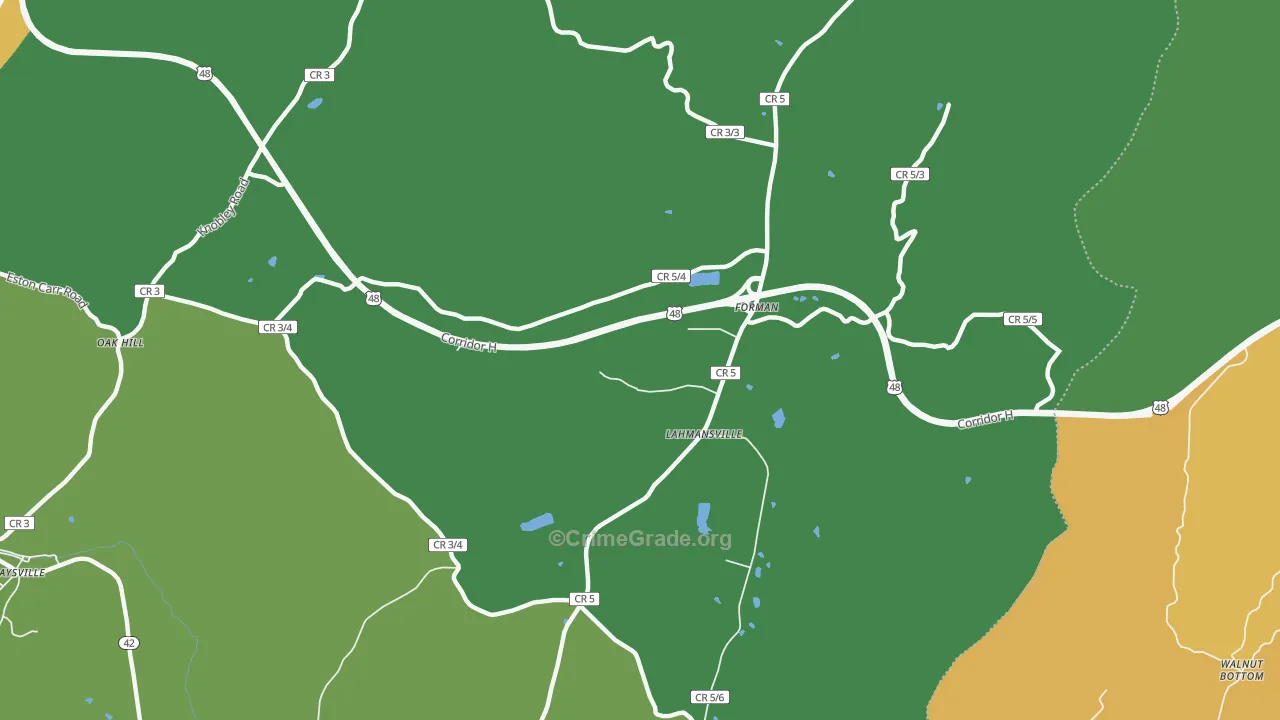 Lahmansville, WV Map of Burglary Rates