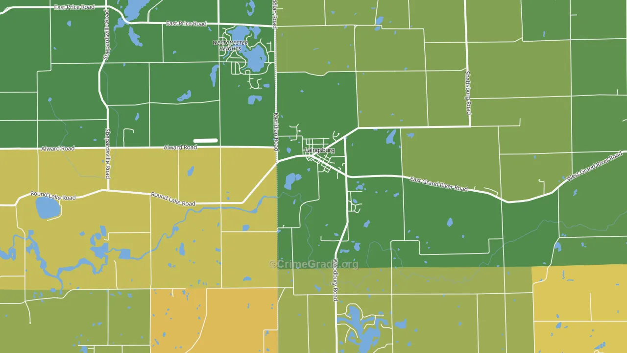 Laingsburg, MI Map of Burglary Rates