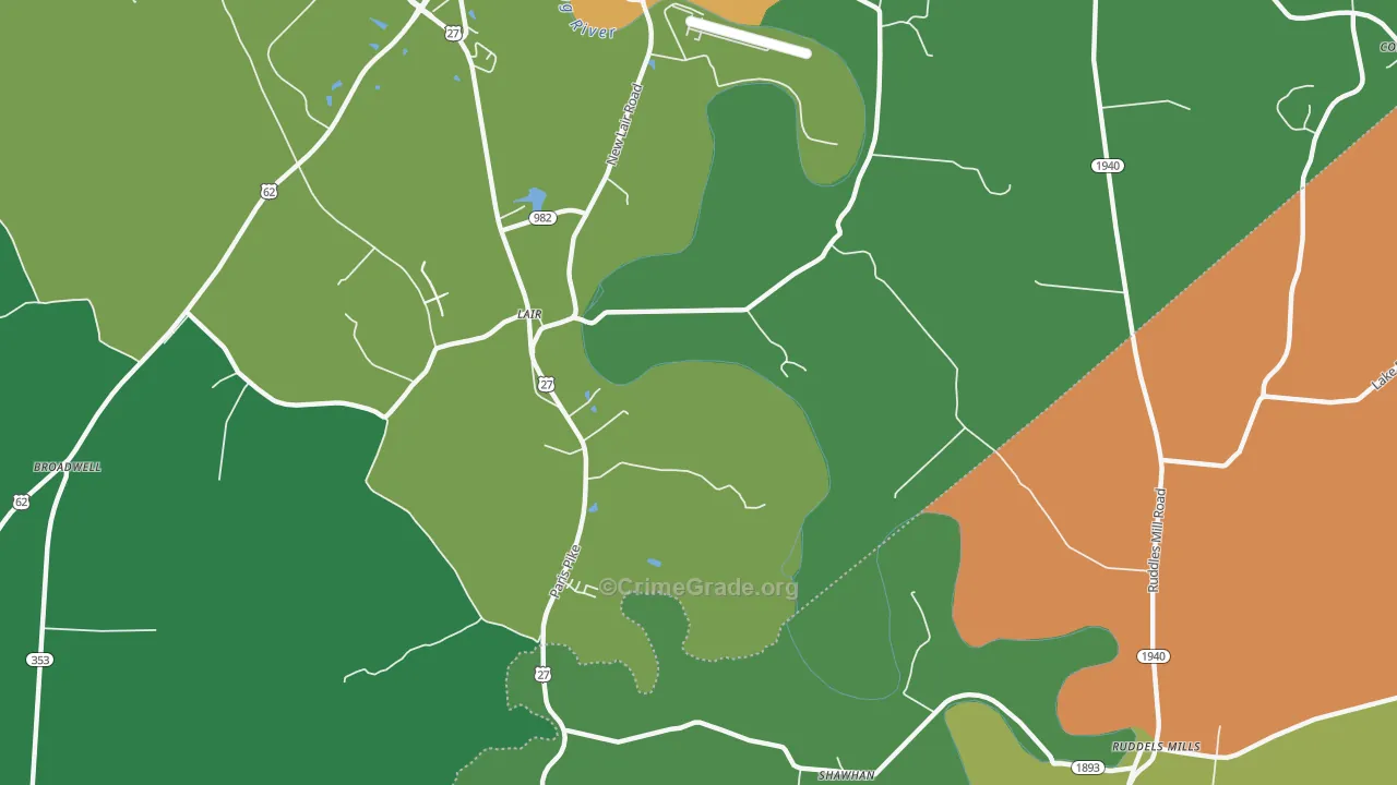 Lair, KY Map of Burglary Rates