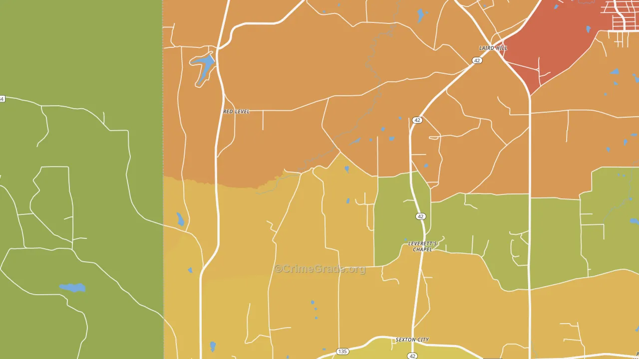 Laird Hill, TX Map of Burglary Rates