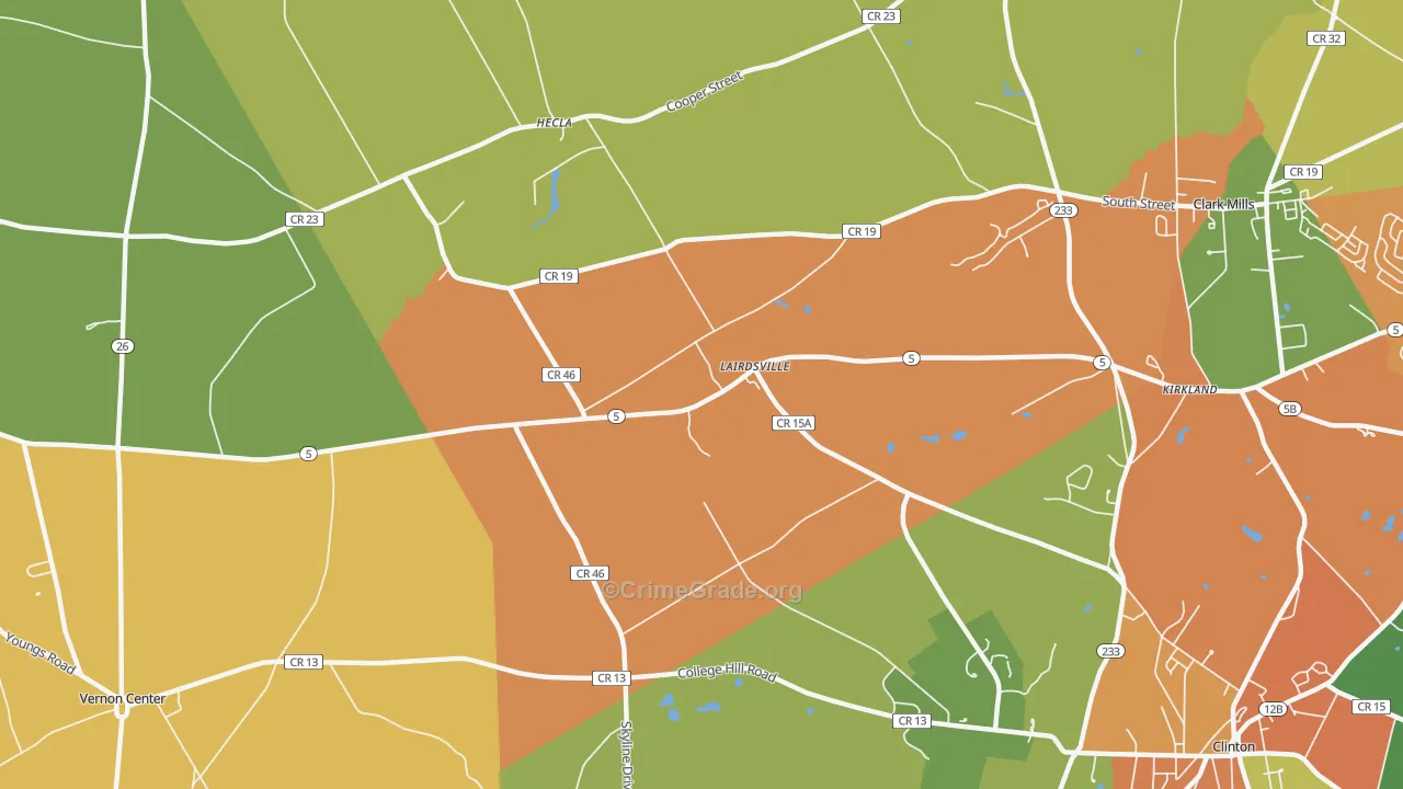 Lairdsville, NY Map of Burglary Rates