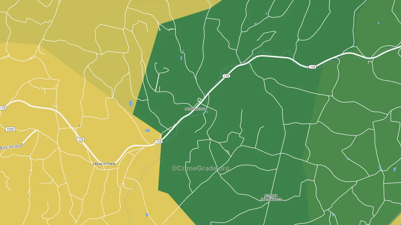 Lairdsville, PA Map of Burglary Rates