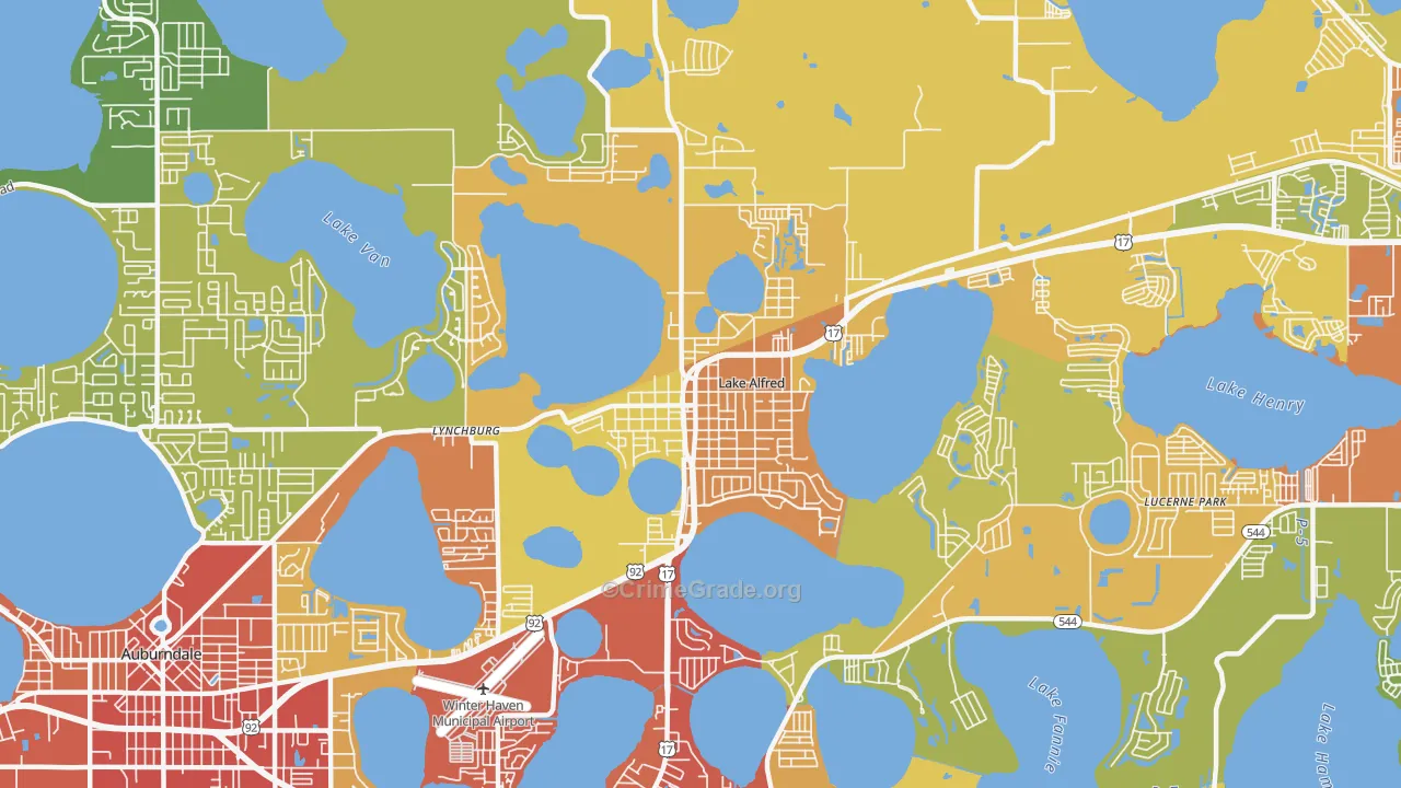 Lake Alfred, FL Map of Burglary Rates