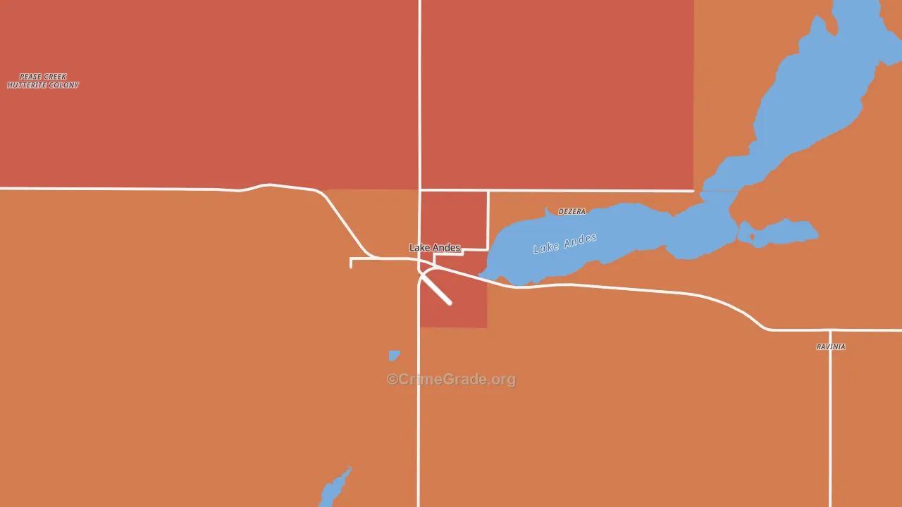 Lake Andes, SD Map of Burglary Rates