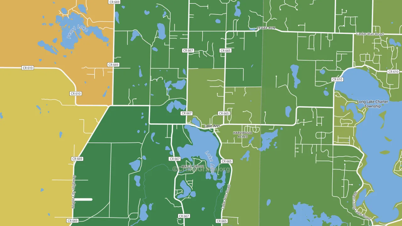 Lake Ann, MI Map of Burglary Rates