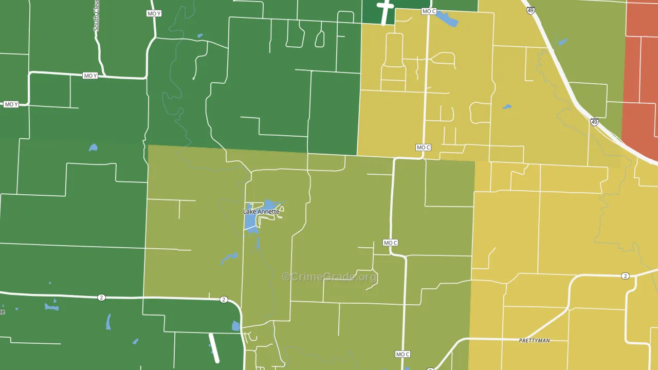 Lake Annette, MO Map of Burglary Rates