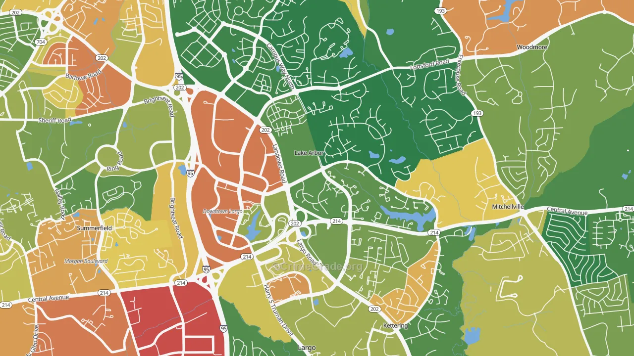 Lake Arbor, MD Map of Burglary Rates