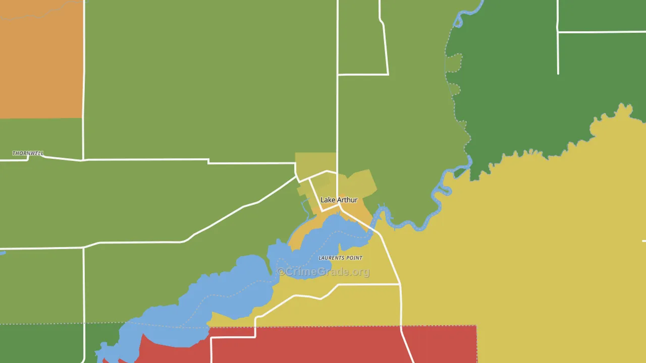 Lake Arthur, LA Map of Burglary Rates