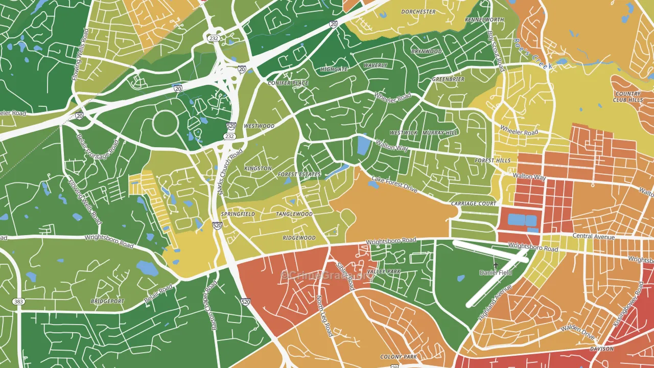 Lake Aumond, Augusta, GA Map of Burglary Rates