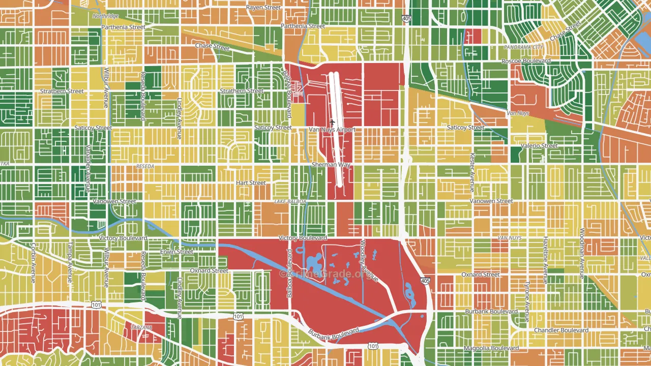 Lake Balboa, Van Nuys, CA Map of Burglary Rates