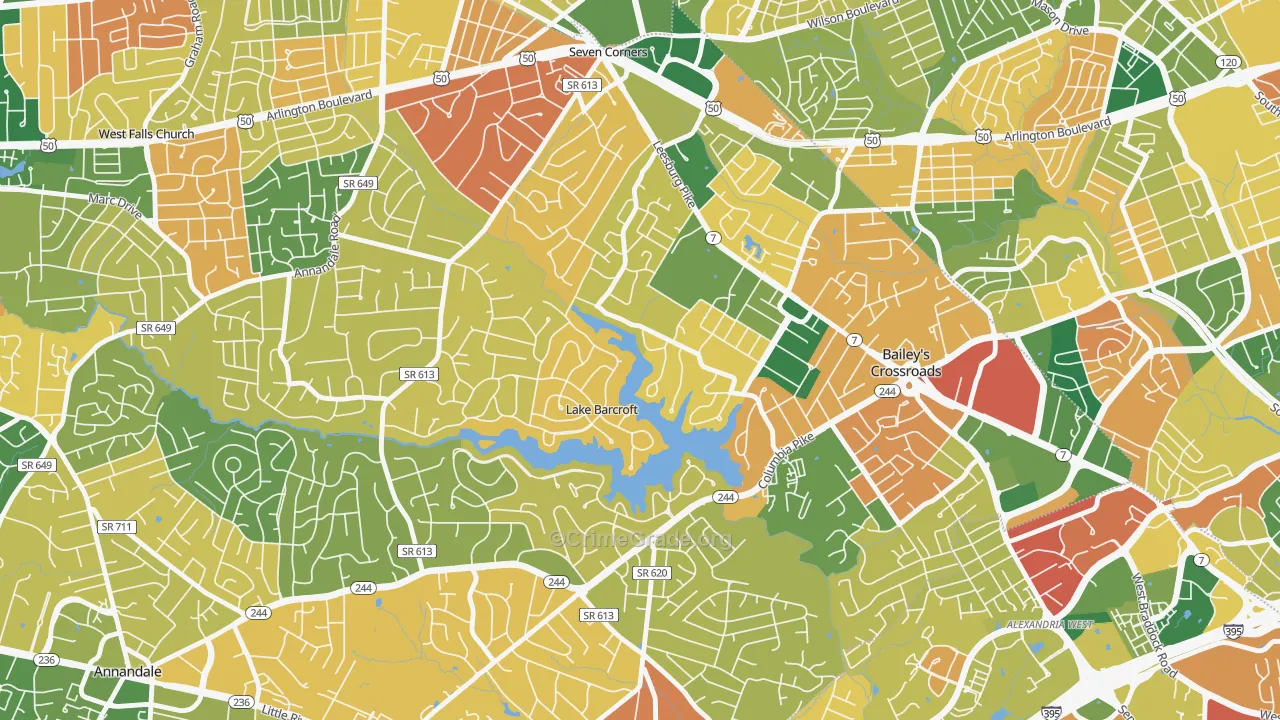 Lake Barcroft, Falls Church, VA Map of Burglary Rates