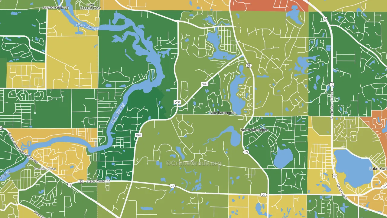 Lake Barrington, IL Map of Burglary Rates